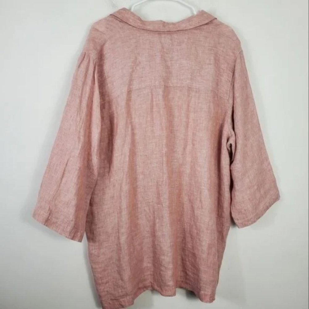 Antibes Blanc 100% Linen Tunic Womens Size 1X Dusty Pink Neutral Pink Beachy - Picture 3 of 4